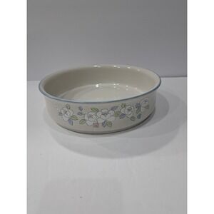 Vintage 9" Round Vegetable Bowl CHANTILLY Fleur De Lune Hearthside White Flowers